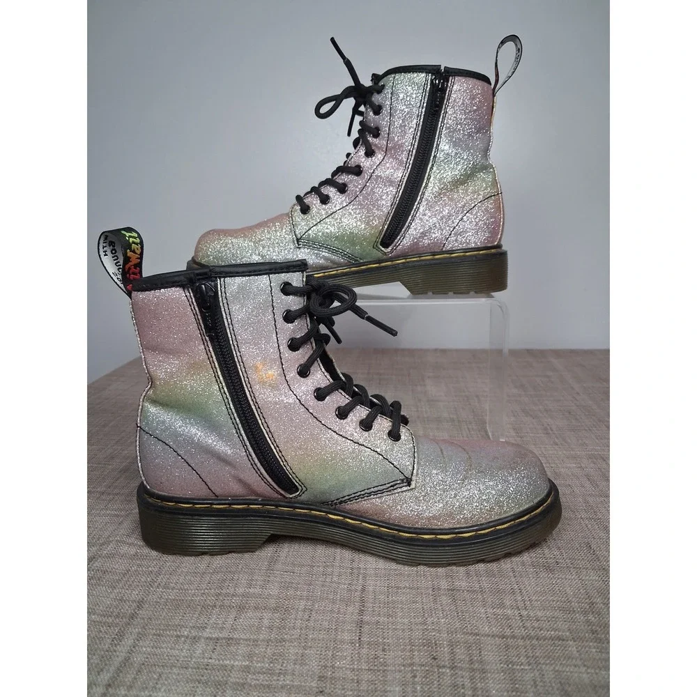 Dr. Martens 1460 Glitter J Rainbow Ombre Combat Boots Kids US 4 Pink Green AW004